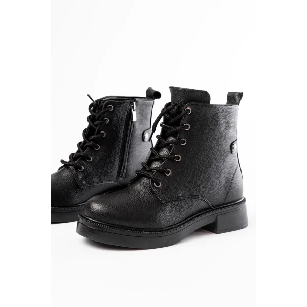 02-2003 Siyah Galata Bağcıklı Fermuarlı Günlük Kadın Bot