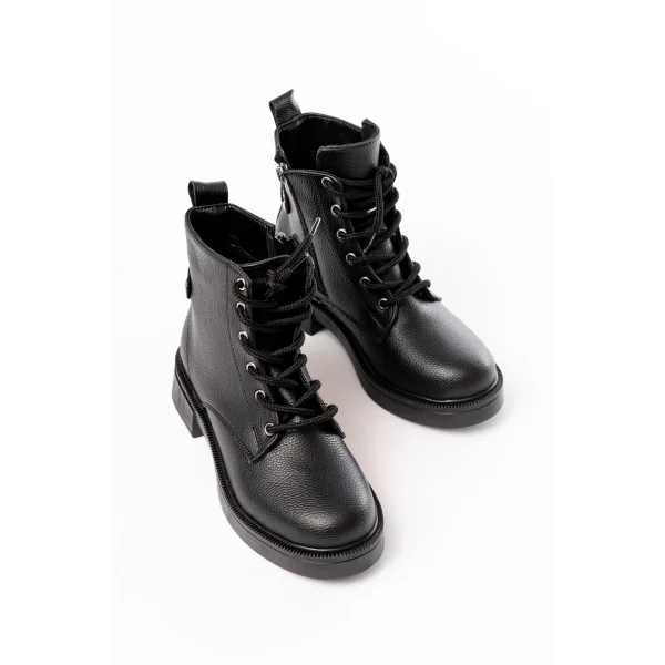 02-2003 Siyah Galata Bağcıklı Fermuarlı Günlük Kadın Bot