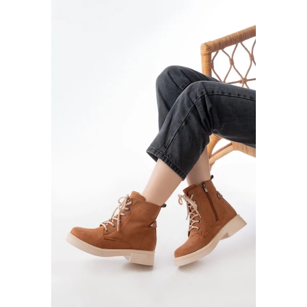 02-2003 Taba Süet Bağcıklı Fermuarlı Günlük Kadın Bot