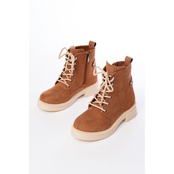 02-2003 Taba Süet Bağcıklı Fermuarlı Günlük Kadın Bot