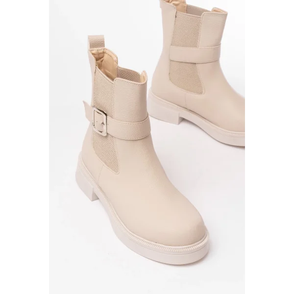 02-2004 Bej Toka Aksesuarlı Lastikli Günlük Kadın Bot