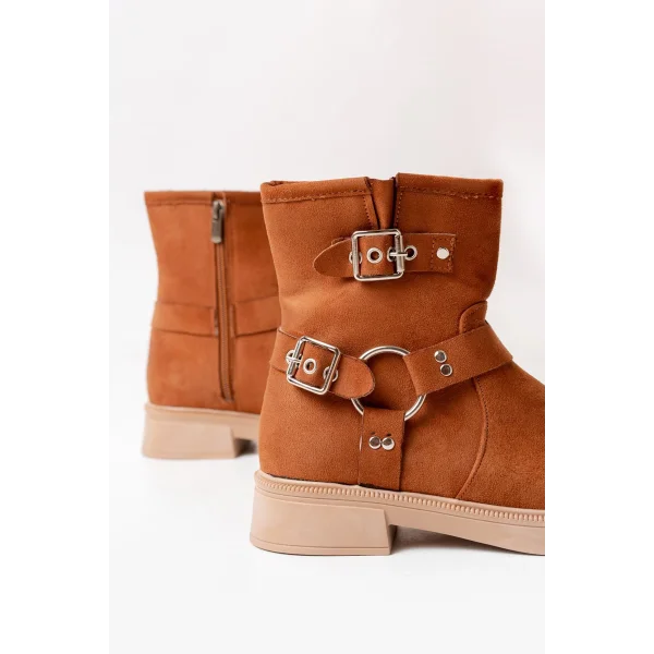 02-2013 Taba Süet Toka Aksesuarlı Fermuarlı Günlük Kadın Bot