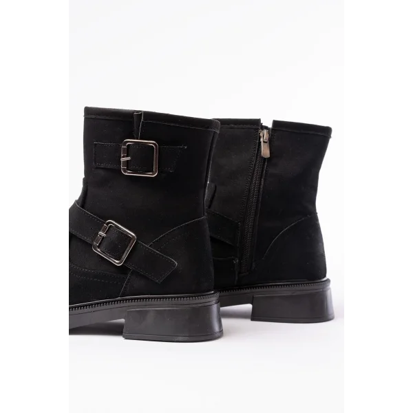 02-2014 Siyah Süet Toka Aksesuarlı Günlük Kadın Bot