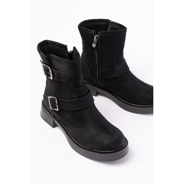 02-2014 Siyah Süet Toka Aksesuarlı Günlük Kadın Bot