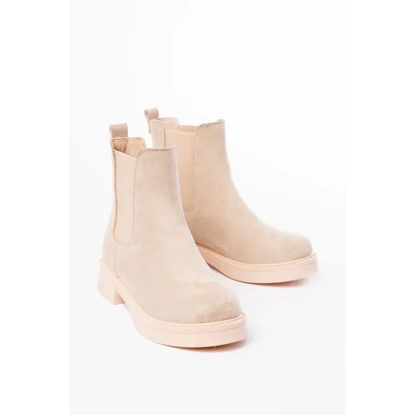 02-2137 Bej Süet Lastikli Günlük Kadın Bot
