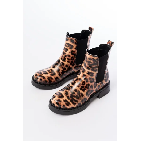 02-2137 Leopar Lastikli Günlük Kadın Bot
