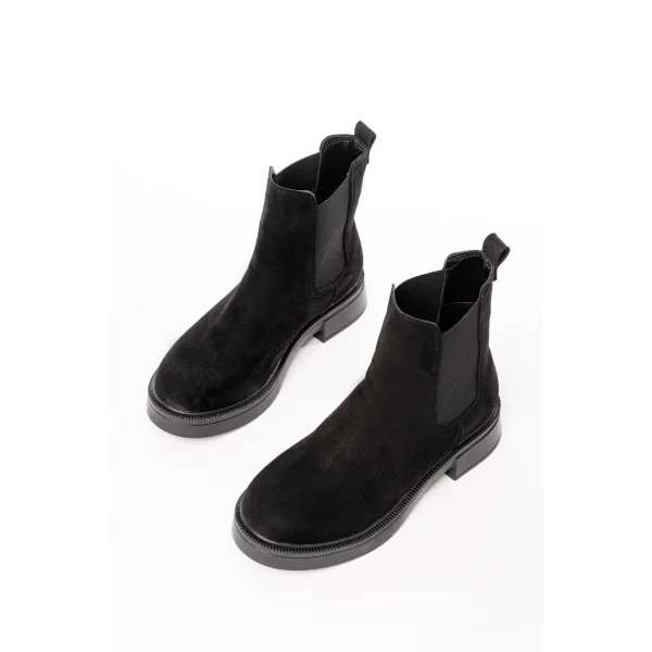 02-2137 Siyah Süet Lastikli Günlük Kadın Bot