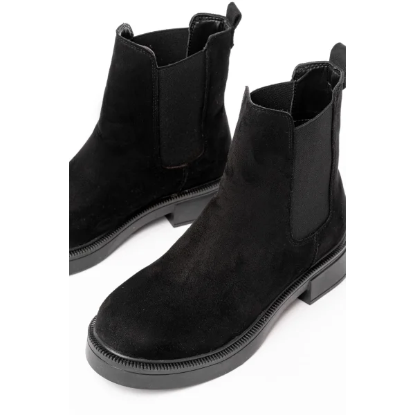 02-2137 Siyah Süet Lastikli Günlük Kadın Bot