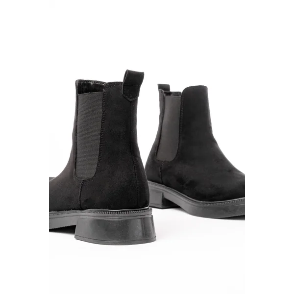 02-2137 Siyah Süet Lastikli Günlük Kadın Bot