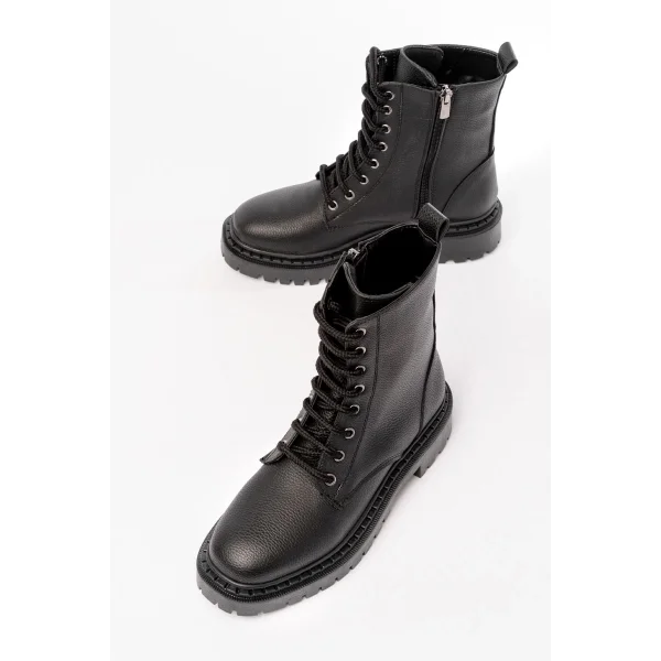 1101-2289 Siyah Luna Bağcıklı Fermuarlı Günlük Kadın Bot