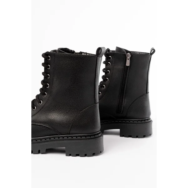 1101-2289 Siyah Luna Bağcıklı Fermuarlı Günlük Kadın Bot