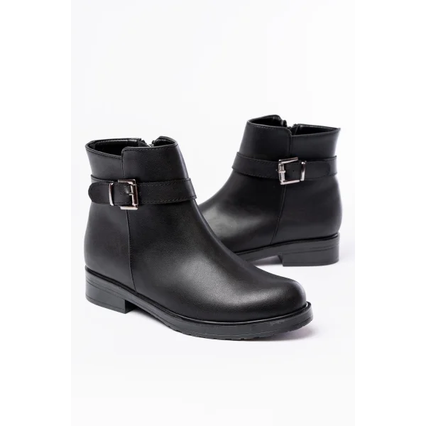 165-204/1 Siyah Toka Aksesuarlı Fermuarlı Günlük Kadın Bot