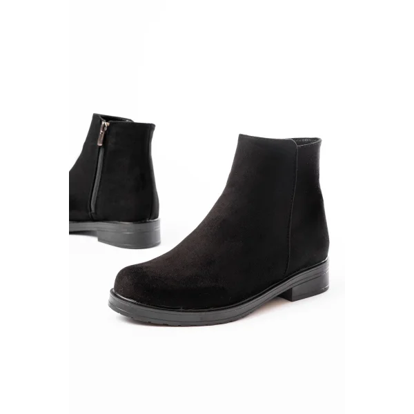 165-204 Siyah Süet Fermuarlı Günlük Kadın Bot