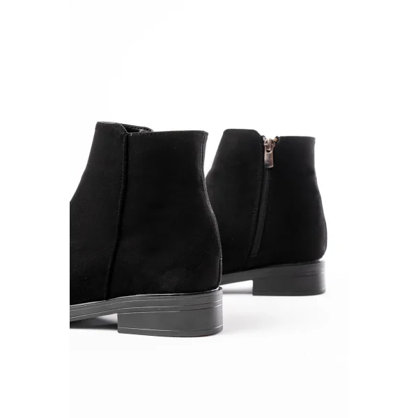165-204 Siyah Süet Fermuarlı Günlük Kadın Bot