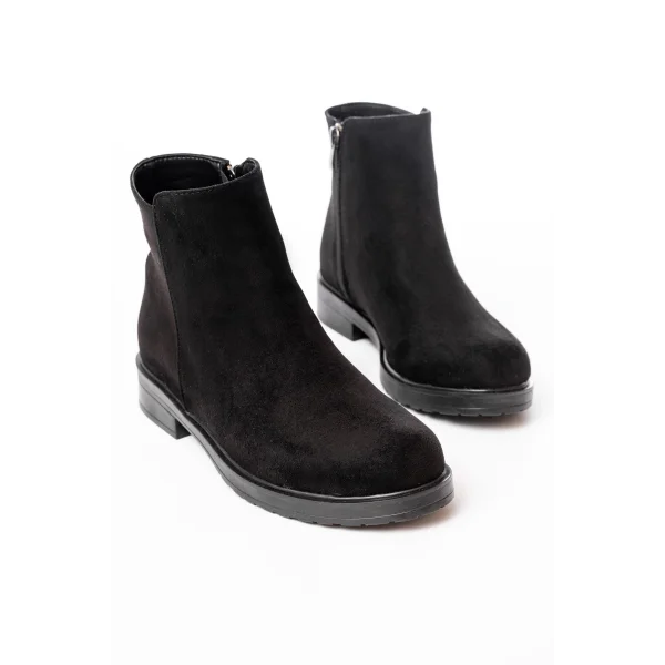 165-204 Siyah Süet Fermuarlı Günlük Kadın Bot