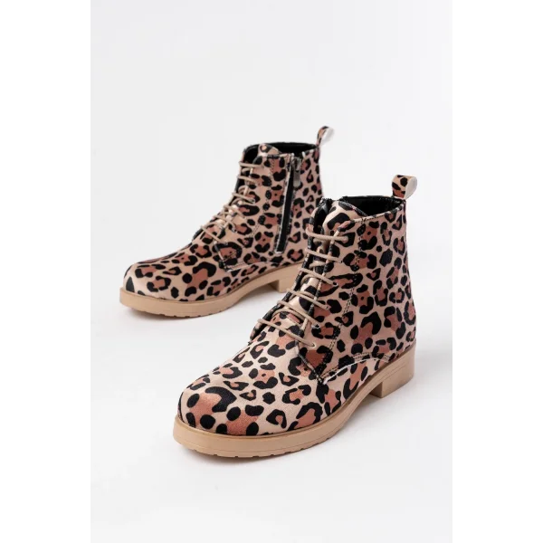 165-225 Leopar Bağcıklı Fermuarlı Günlük Kadın Bot