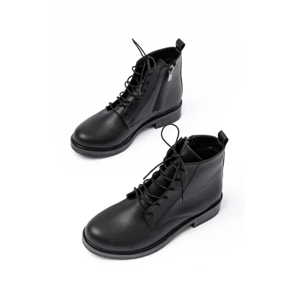 165-225 Siyah Bağcıklı Fermuarlı Günlük Kadın Bot