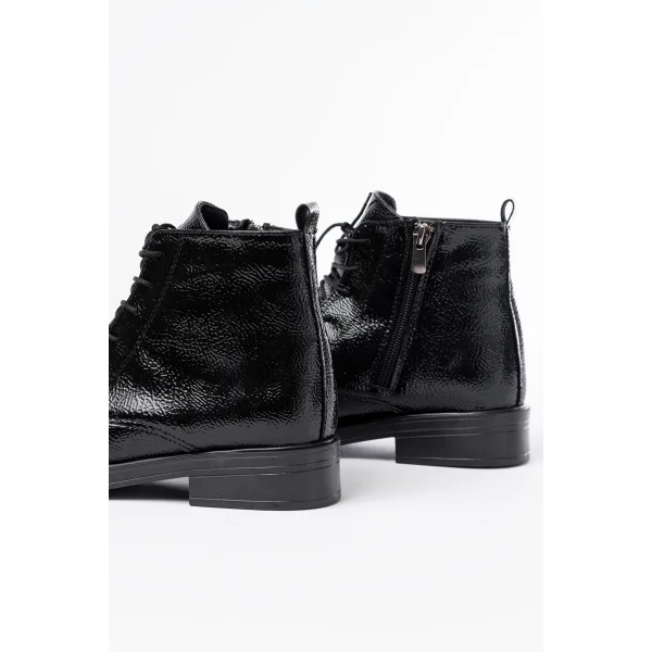 165-225 Siyah Rugan Bağcıklı Fermuarlı Günlük Kadın Bot