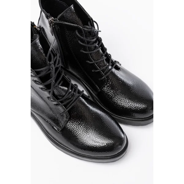 165-225 Siyah Rugan Bağcıklı Fermuarlı Günlük Kadın Bot