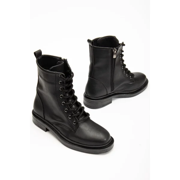 2024-2289 Siyah Bağcıklı Fermuarlı Günlük Kadın Bot