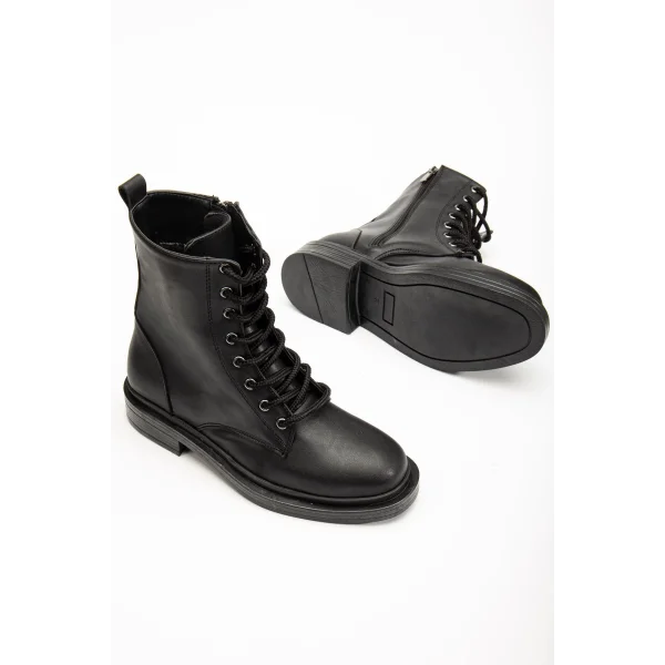 2024-2289 Siyah Bağcıklı Fermuarlı Günlük Kadın Bot