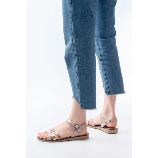 205-015 BeJ Garni Ortopedik Hakiki Deri Kadın Sandalet