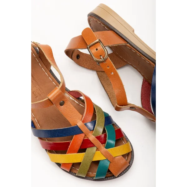 205-02 Taba Multi Ortopedik Hakiki Deri Kadın Sandalet