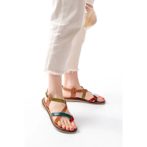 205-08 Multi Ortopedik Hakiki Deri Kadın Sandalet