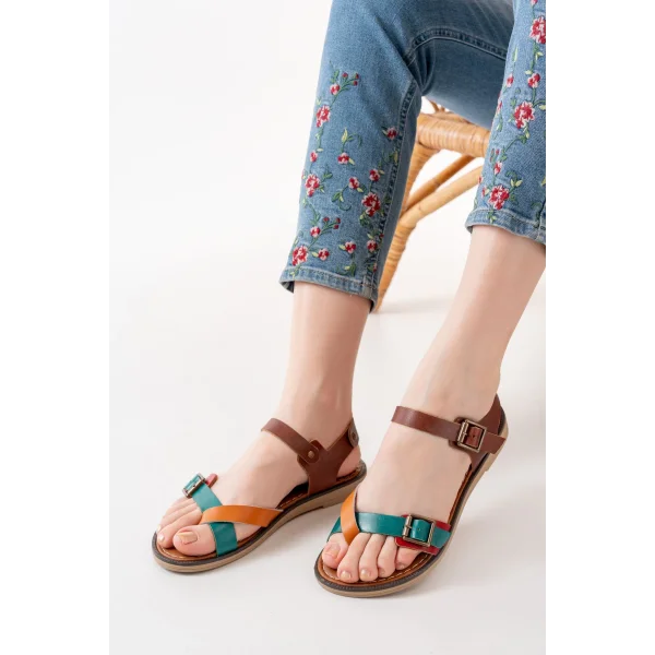 205-091 Multi Ortopedik Hakiki Deri Kadın Sandalet