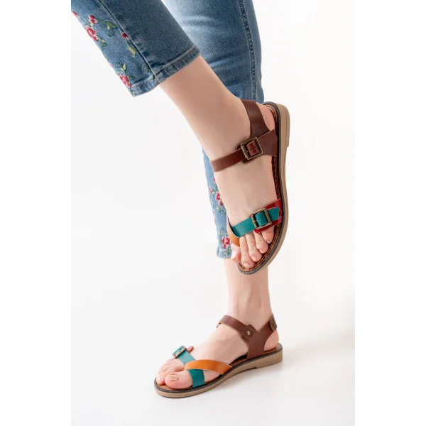 205-091 Multi Ortopedik Hakiki Deri Kadın Sandalet