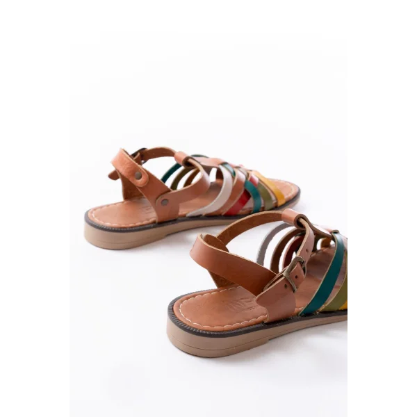 205-208 Multi Hakiki Deri Ortopedik Taban Kadın Sandalet
