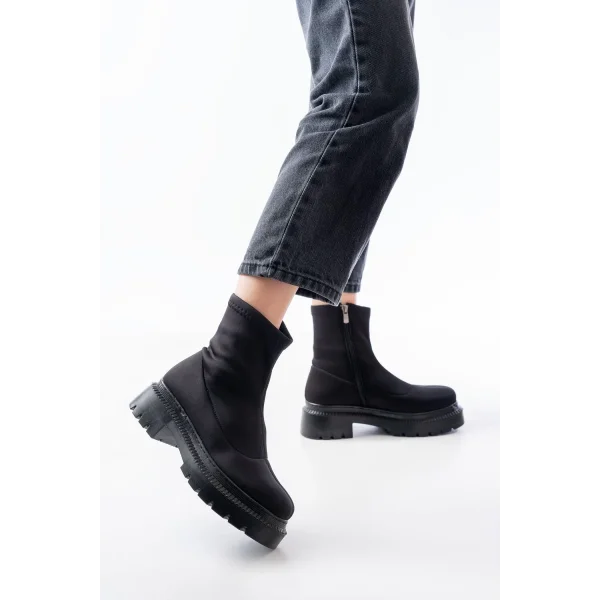 236-2011 Siyah Dalgıç Fermuarlı Günlük Kadın Bot