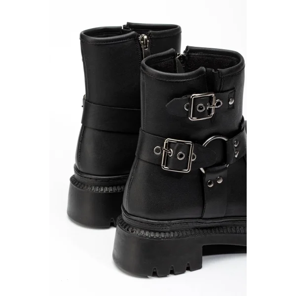 236-2013 Siyah Toka Aksesuarlı Fermuarlı Günlük Kadın Bot