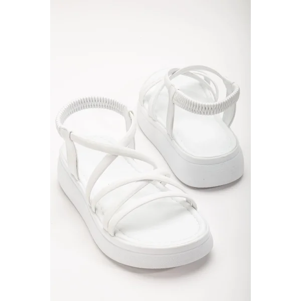 24413-841 Beyaz Dolgu Topuk Kadın Sandalet