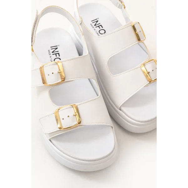 24422-1185 Beyaz Dolgu Topuk Kadın Sandalet