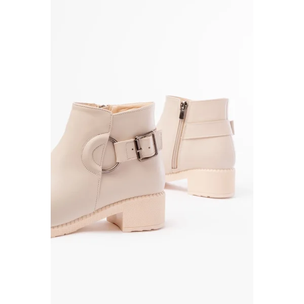 270-3030 Bej Toka Aksesuarlı Fermuarlı Günlük Kadın Bot