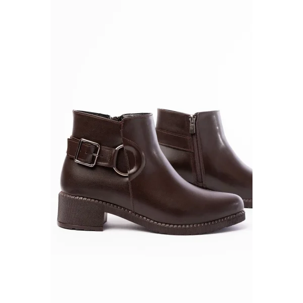 270-3030 Kahverengi Toka Aksesuarlı Fermuarlı Günlük Kadın Bot