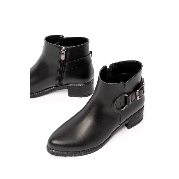 270-3030 Siyah Toka Aksesuarlı Fermuarlı Günlük Kadın Bot