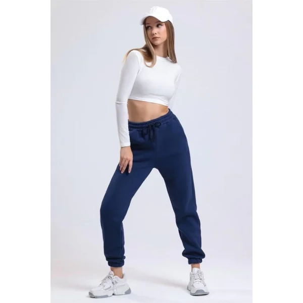 3 iplik şardonlu paça lastikli eşofman lacivert is001