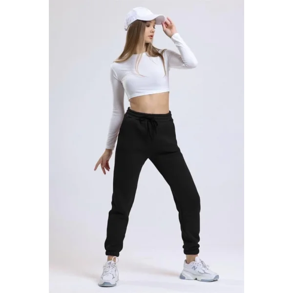 3 iplik şardonlu paça lastikli eşofman siyah is001