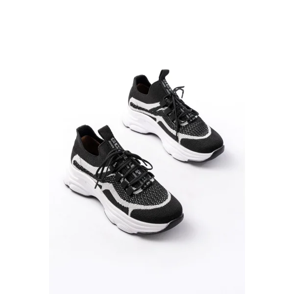 3001  Siyah Bağcıklı Fileli Günlük Spor Ayakkabı