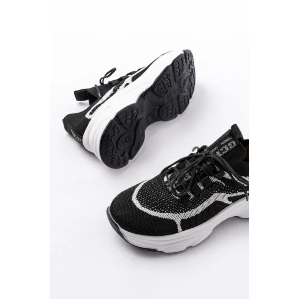 3001  Siyah Bağcıklı Fileli Günlük Spor Ayakkabı