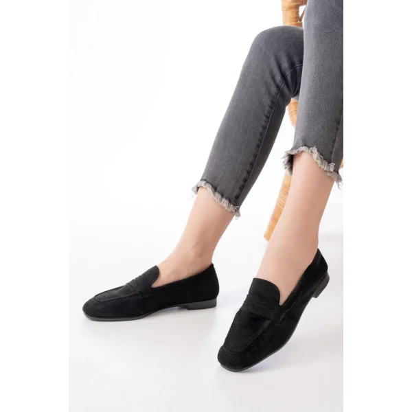 302 Siyah Süet Günlük Kadın Babet