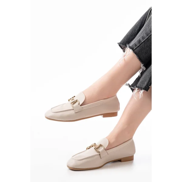 303 Bej Toka Aksesuarlı Günlük Kadın Babet