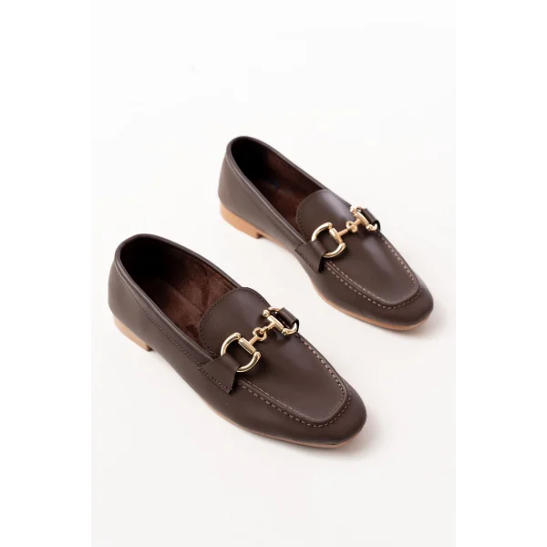 303 Kahverengi Toka Aksesuarlı Günlük Kadın Babet