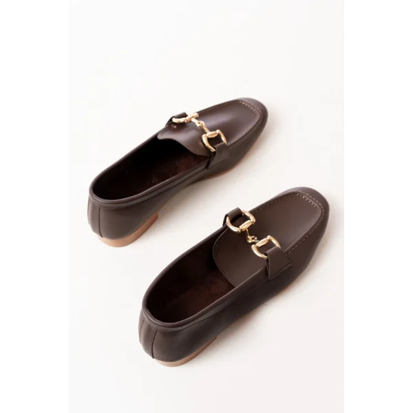 303 Kahverengi Toka Aksesuarlı Günlük Kadın Babet