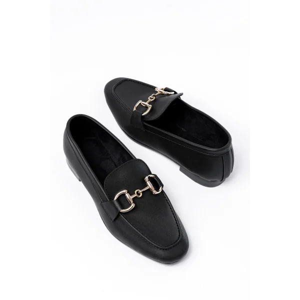 303 Siyah Toka Aksesuarlı Günlük Kadın Babet