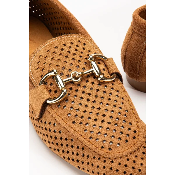 401 Taba Süet Delikli Günlük Kadın Babet