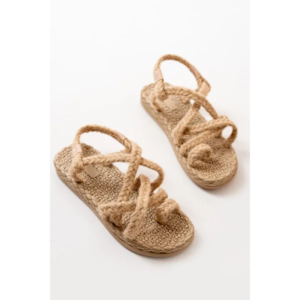 402 Bej Hasır Kadın Sandalet