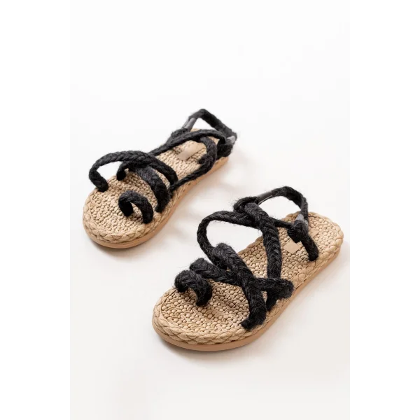 402 Siyah Hasır Kadın Sandalet